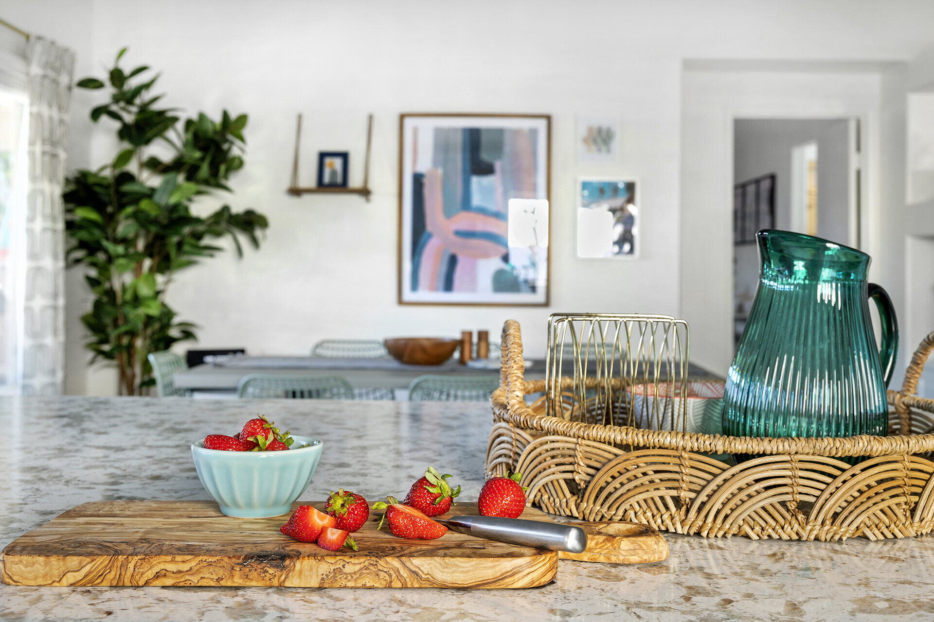 Hallway with bright lighting and clean design